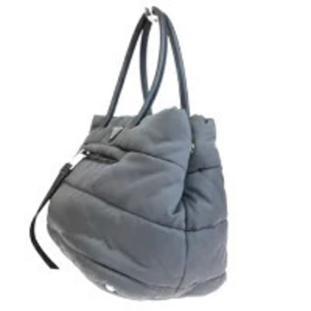 Prada Gray Bomber Leather Tessuto Handbag Gray